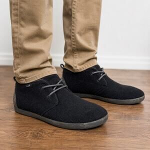 Sanuk Walla Chukka Men's 12 Black Felt Textile Lace Up Sidewalk Surfer Shoes